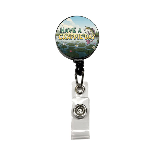 Have A Crappie Crappy Day Fishing Funny Retractable ID Key Card Name Tag Badge Holder with Clip