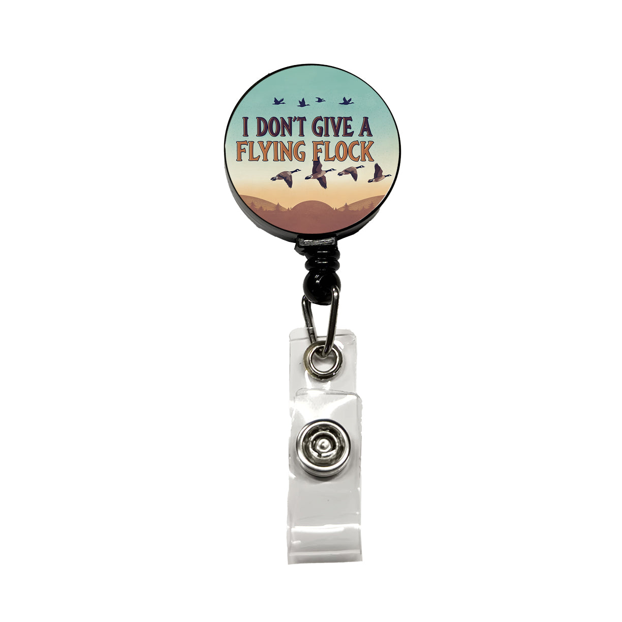 I Don't Give A Flying Flock Funny Saying Retractable ID Key Card Name Tag Badge Holder with Clip