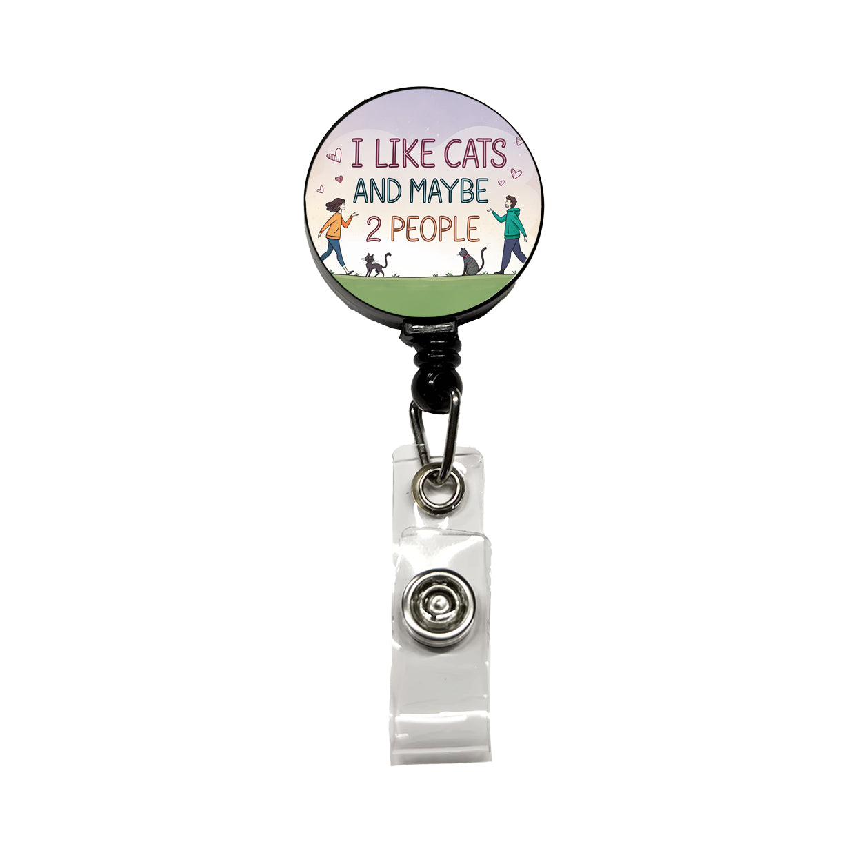 I Like Cats And Maybe 2 People Funny Retractable ID Key Card Name Tag Badge Holder with Clip