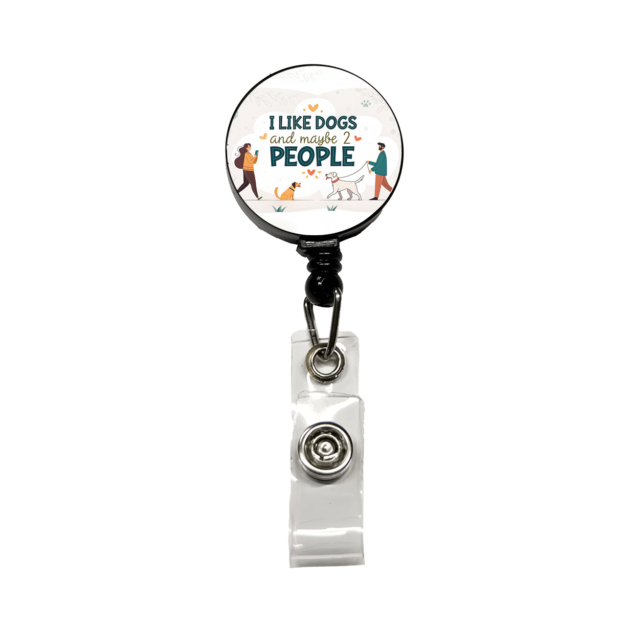 I Like Dogs And Maybe 2 People Funny Retractable ID Key Card Name Tag Badge Holder with Clip
