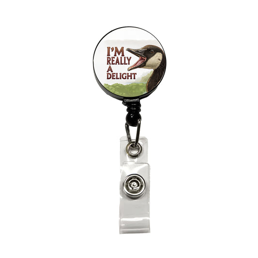 I'm Really a Delight Funny Angry Canadian Goose Retractable ID Key Card Name Tag Badge Holder with Clip