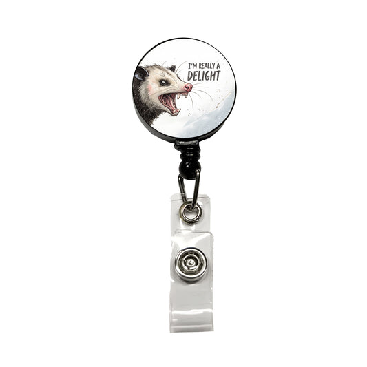 I'm Really a Delight Funny Angry Opossum Retractable ID Key Card Name Tag Badge Holder with Clip