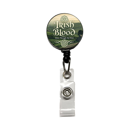 Irish Blood Runs Through My Veins Retractable ID Key Card Name Tag Badge Holder with Clip