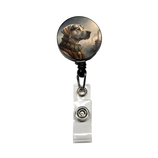 Labrador Retriever Dog Steampunk Retractable ID Key Card Name Tag Badge Holder with Clip