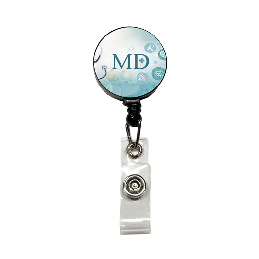 MD Doctor Medical Retractable ID Key Card Name Tag Badge Holder with Clip