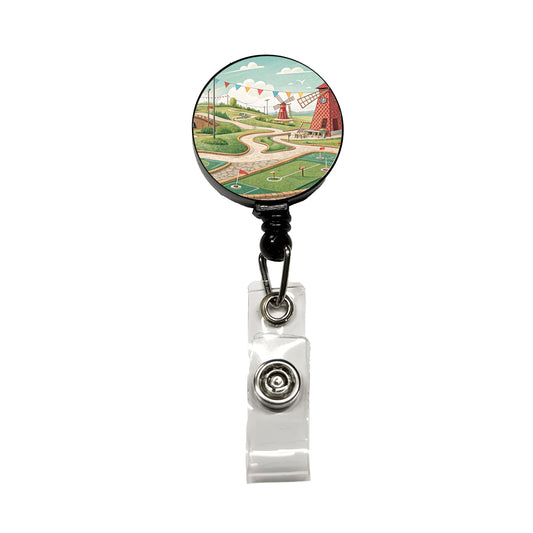 Miniature Golf Course Retractable ID Key Card Name Tag Badge Holder with Clip