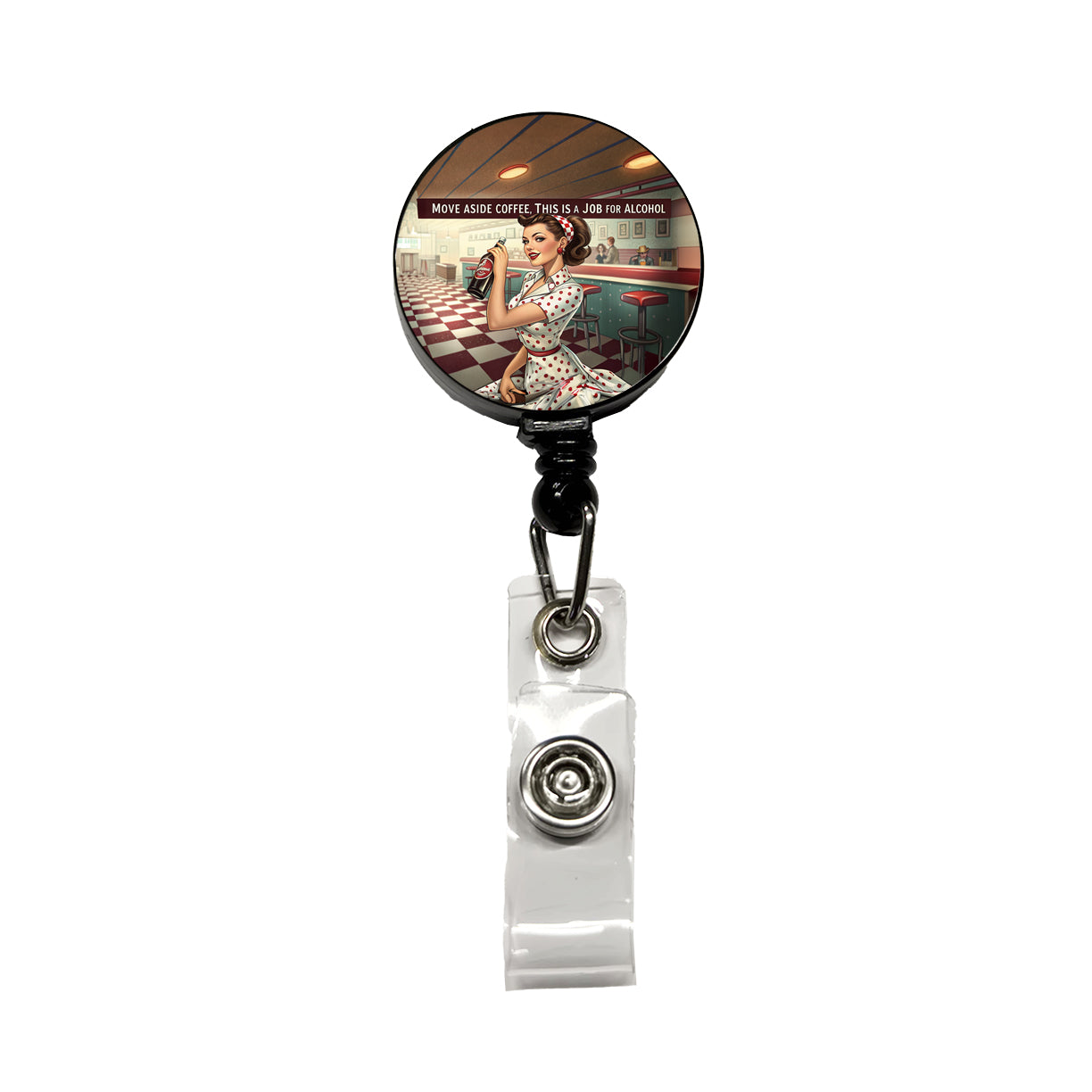 Move Aside Coffee This Is A Job For Alcohol Retro Vintage Funny Retractable ID Key Card Name Tag Badge Holder with Clip