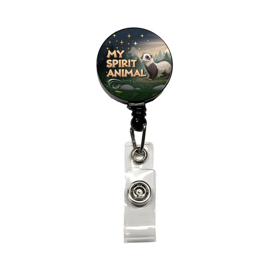My Spirit Animal Ferret Funny Retractable ID Key Card Name Tag Badge Holder with Clip