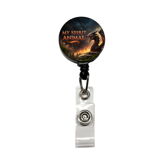 My Spirit Animal Fierce Dragon Funny Retractable ID Key Card Name Tag Badge Holder with Clip