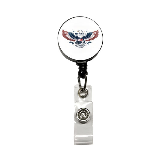 My Spirit Animal Patriotic American Bald Eagle Retractable ID Key Card Name Tag Badge Holder with Clip