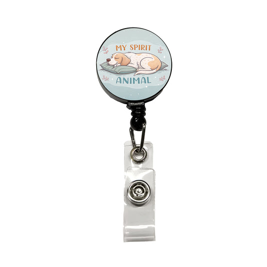 My Spirit Animal Sleeping Dog Funny Retractable ID Key Card Name Tag Badge Holder with Clip