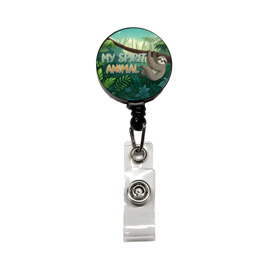 My Spirit Animal Sloth Funny Retractable ID Key Card Name Tag Badge Holder with Clip