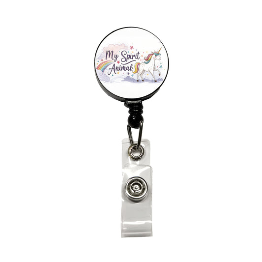 My Spirit Animal Unicorn Funny Fantasy Retractable ID Key Card Name Tag Badge Holder with Clip