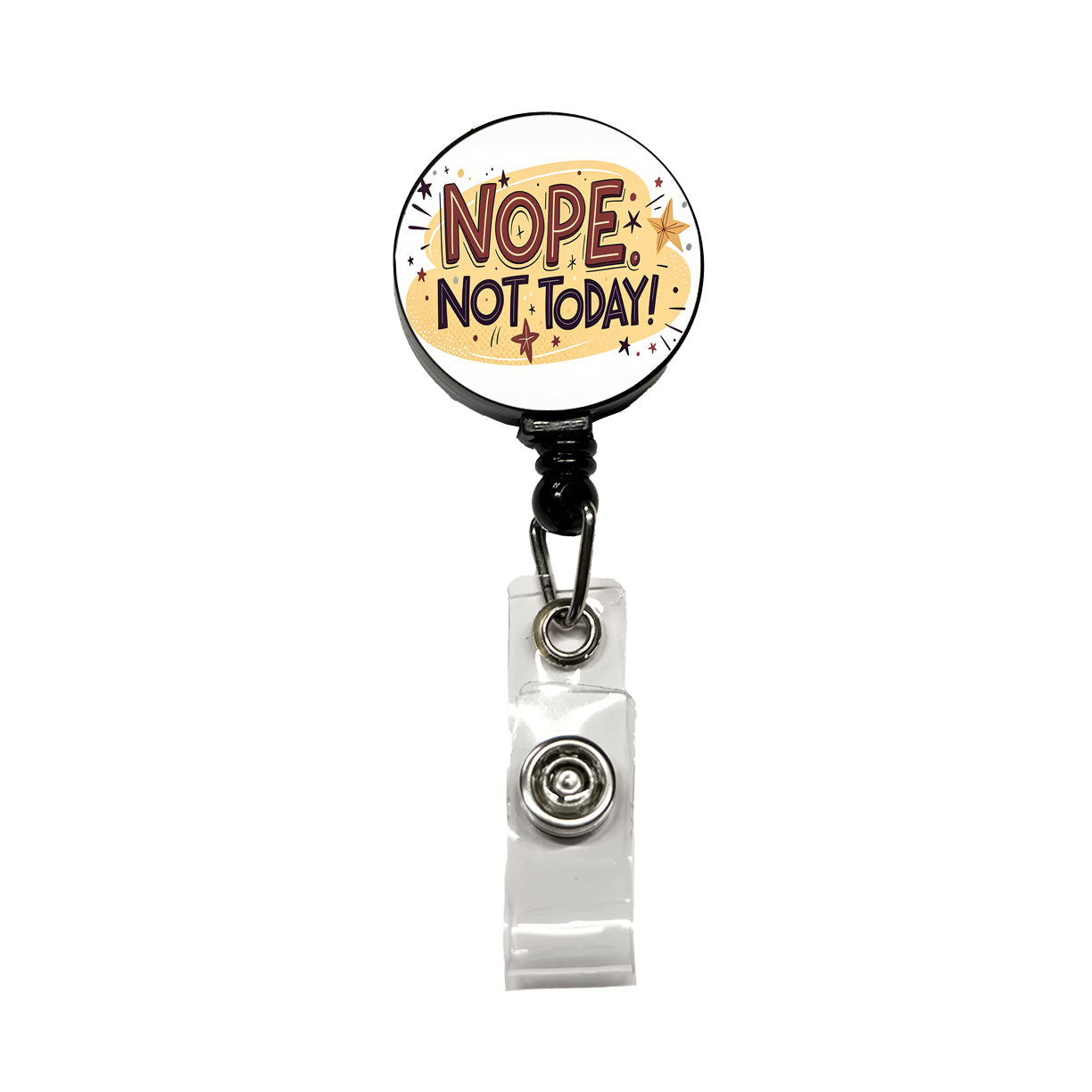 Nope Not Today Inspirational Funny Retractable ID Key Card Name Tag Badge Holder with Clip