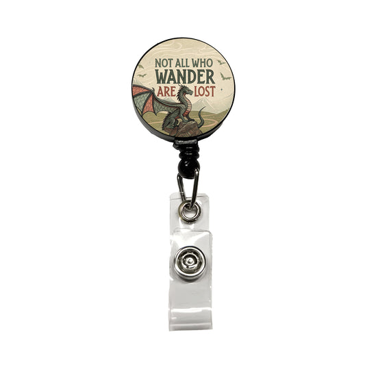Not All Who Wander Are Lost Vintage Fantasy Illustration Retractable ID Key Card Name Tag Badge Holder with Clip
