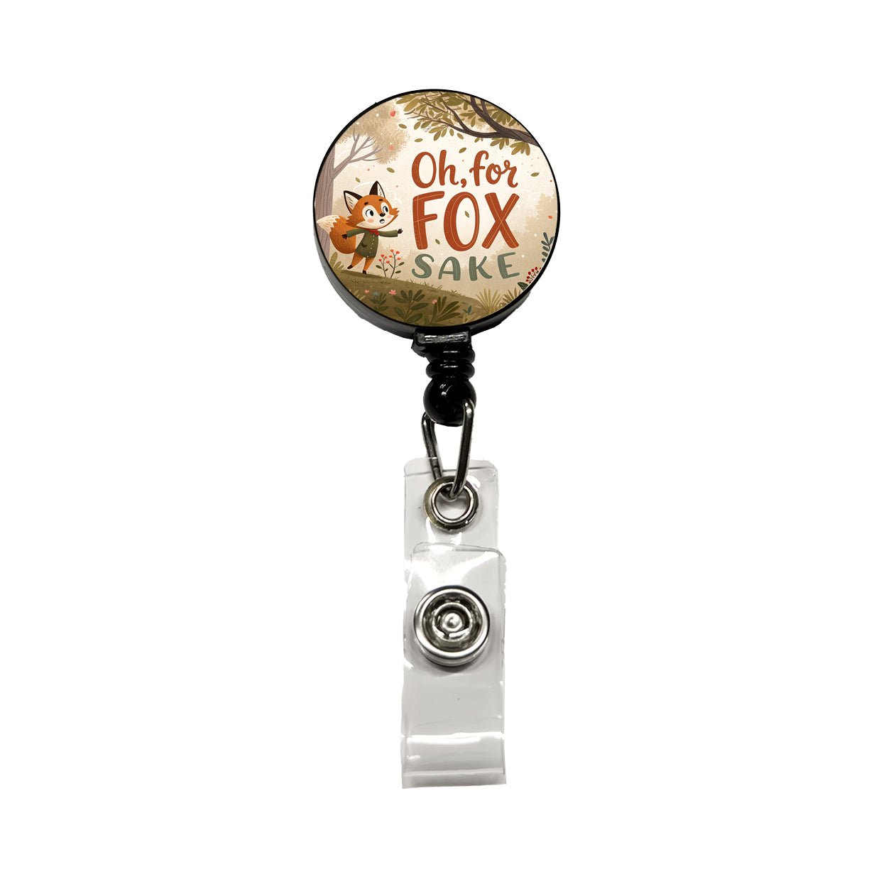 Oh For Fox Sake Funny Saying Retractable ID Key Card Name Tag Badge Holder with Clip