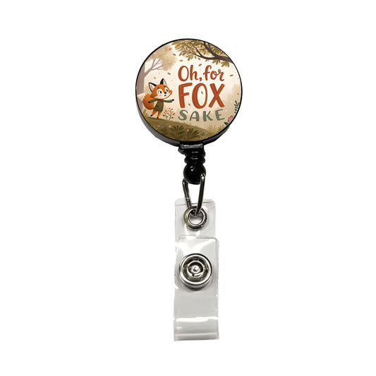 Oh For Fox Sake Funny Saying Retractable ID Key Card Name Tag Badge Holder with Clip