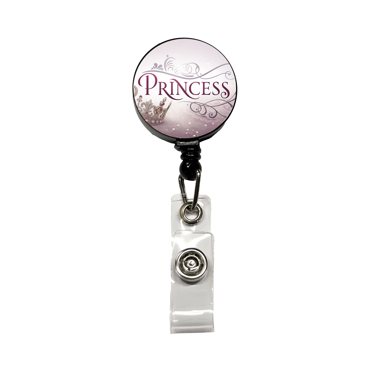 Princess Crown Tiara Royalty Funny Retractable ID Key Card Name Tag Badge Holder with Clip