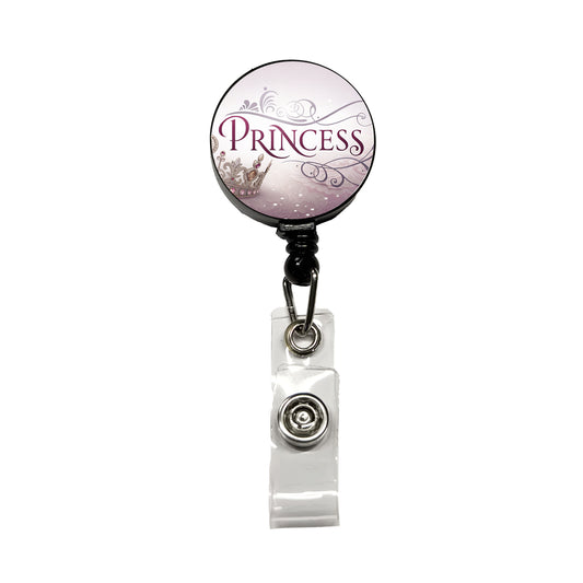 Princess Crown Tiara Royalty Funny Retractable ID Key Card Name Tag Badge Holder with Clip