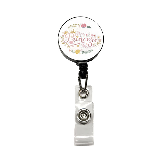 Princess Floral Cute Funny Retractable ID Key Card Name Tag Badge Holder with Clip