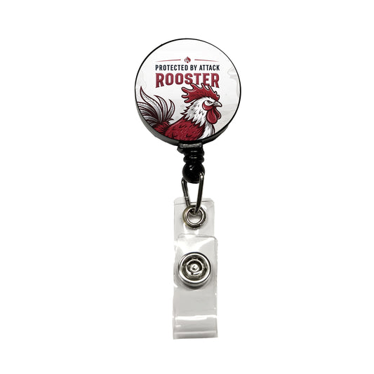 Protected By Attack Rooster Retractable ID Key Card Name Tag Badge Holder with Clip