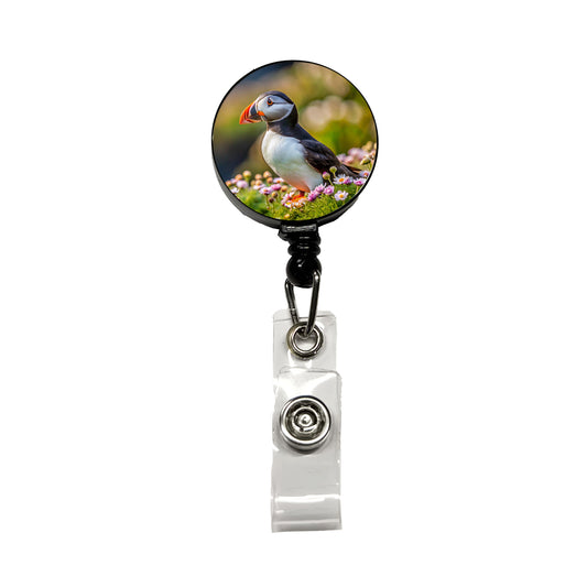Puffin Bird Photograph Retractable ID Key Card Name Tag Badge Holder with Clip