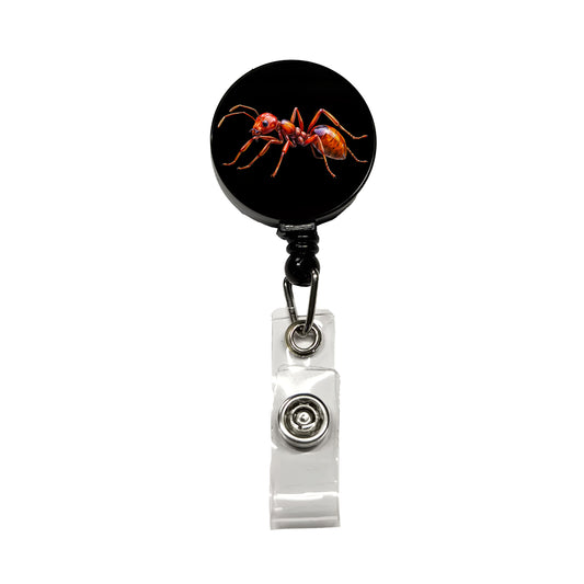 Red Fire Ant Watercolor Black Background Retractable ID Key Card Name Tag Badge Holder with Clip