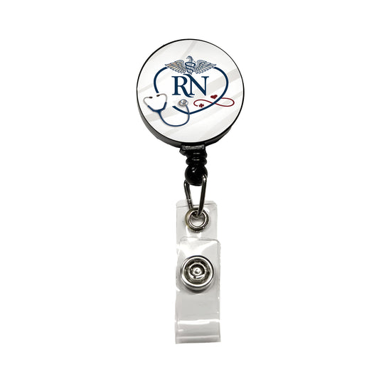 RN Registered Nurse Nursing Retractable ID Key Card Name Tag Badge Holder with Clip