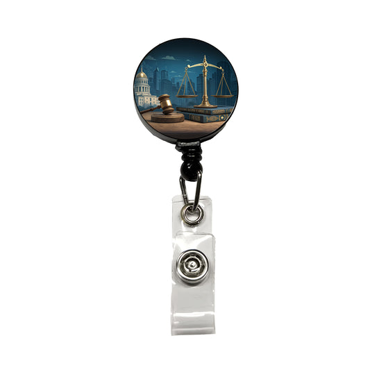 Scales Of Justice Legal Lawyer Judge Retractable ID Key Card Name Tag Badge Holder with Clip