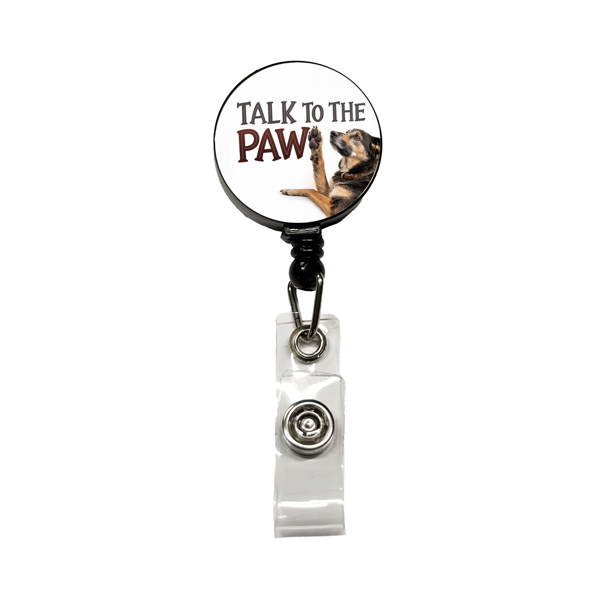 Talk To The Paw Funny Saying Dog Retractable ID Key Card Name Tag Badge Holder with Clip