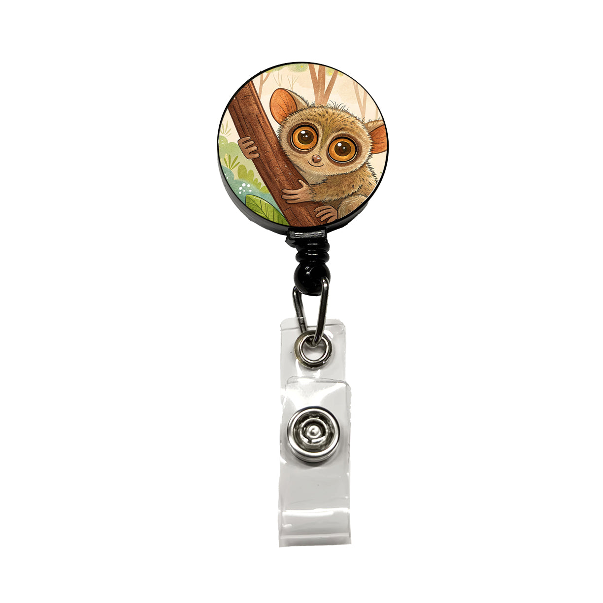 Tarsier Children's Illustration Style Retractable ID Key Card Name Tag Badge Holder with Clip