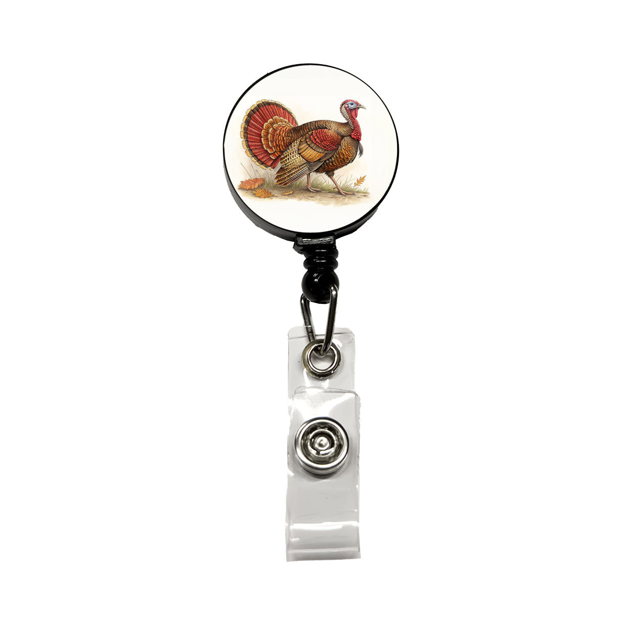 Tom Gobbler Male Turkey Illustration Retractable ID Key Card Name Tag Badge Holder with Clip