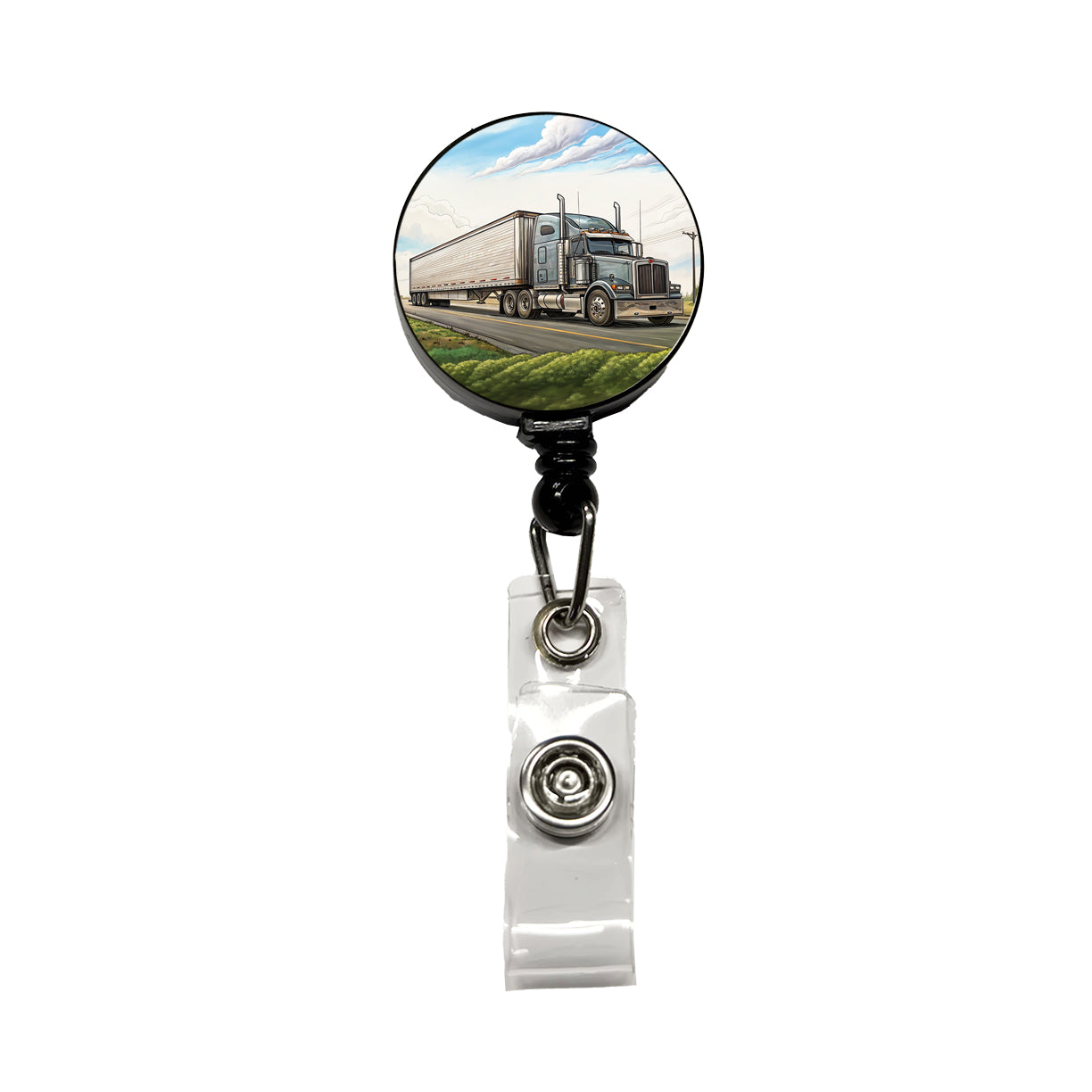 Tractor Trailer Semi Big Rig Truck Retractable ID Key Card Name Tag Badge Holder with Clip