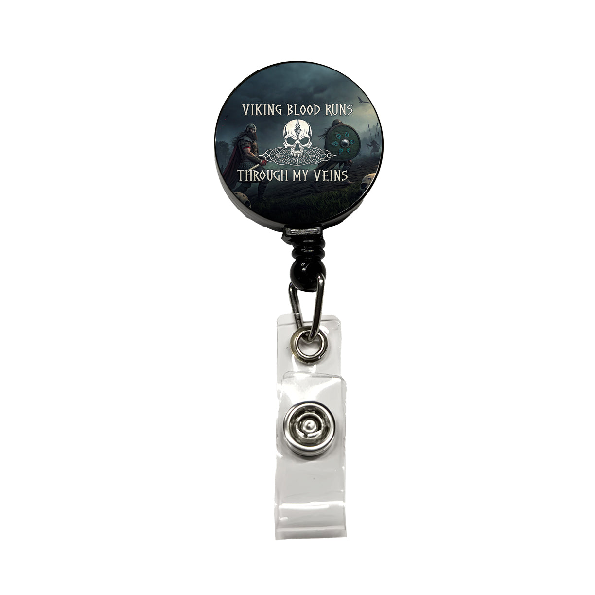 Viking Blood Runs Through My Veins Norse Scandinavian Retractable ID Key Card Name Tag Badge Holder with Clip