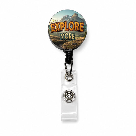 Explore More Hiking Camping Adventure Retractable ID Key Card Name Tag Badge Holder with Clip