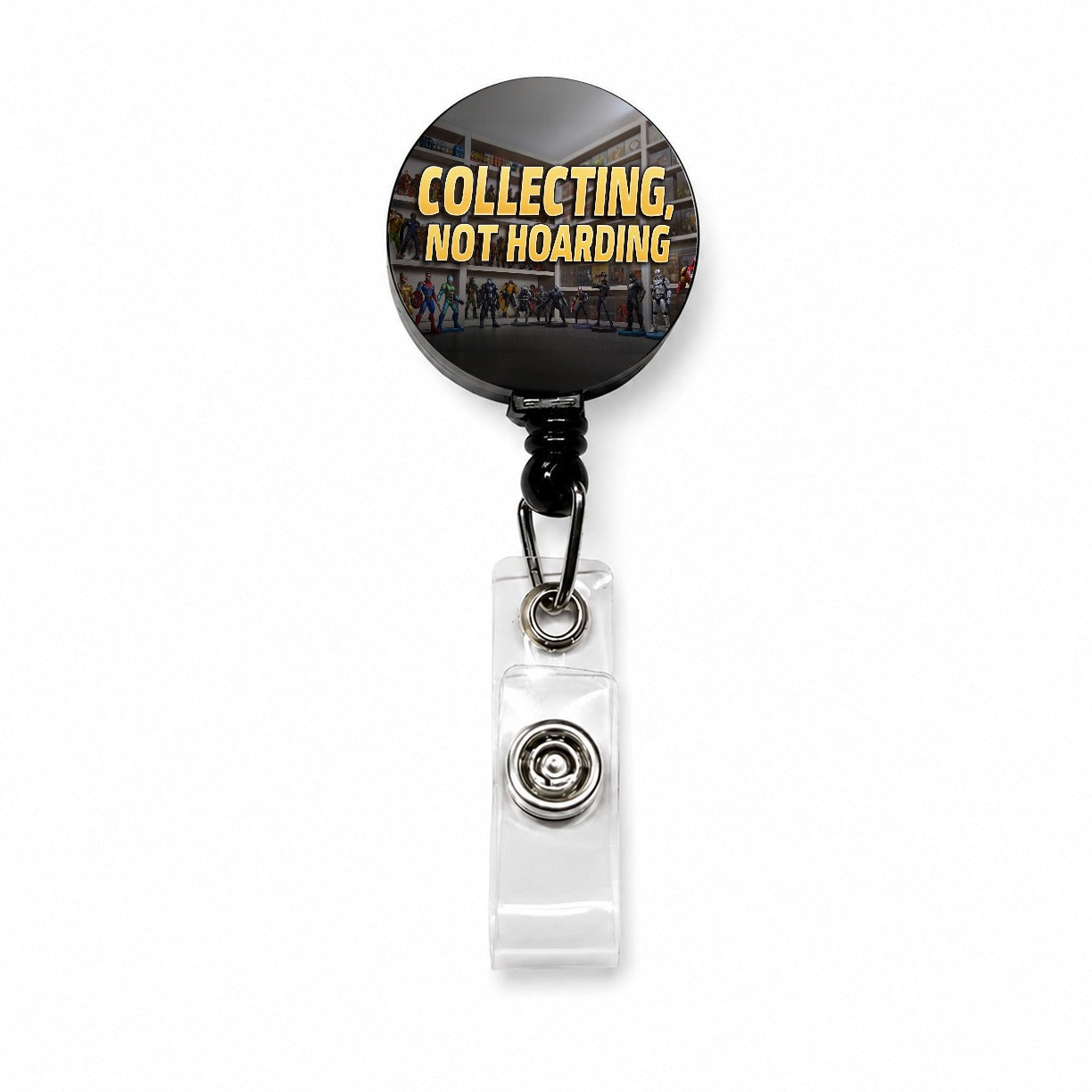 Collecting Not Hoarding Action Figures Funny Retractable ID Key Card Name Tag Badge Holder with Clip