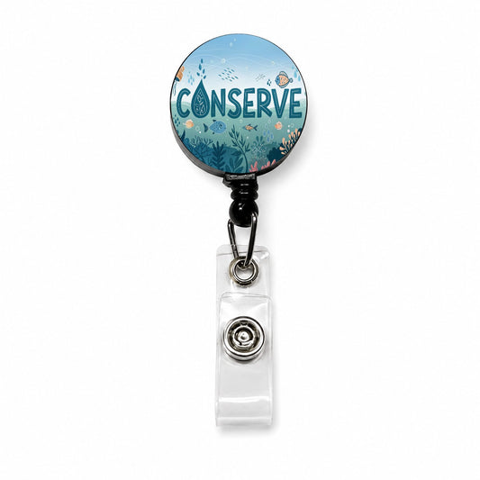 Conserve Water Fish Conservation Theme Retractable ID Key Card Name Tag Badge Holder with Clip