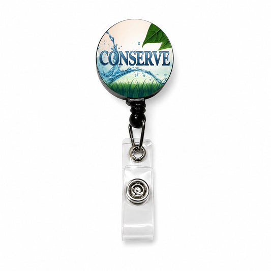 Conserve Water Recycle Conservation Retractable ID Key Card Name Tag Badge Holder with Clip