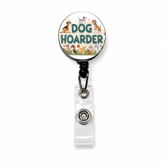 Dog Hoarder Funny Retractable ID Key Card Name Tag Badge Holder with Clip