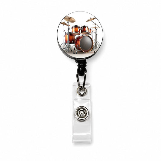 Drum Kit Retractable ID Key Card Name Tag Badge Holder with Clip