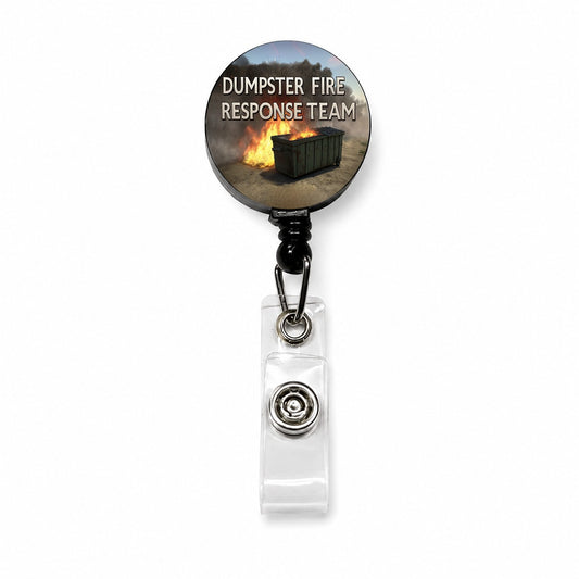 Dumpster Fire Response Team Funny Retractable ID Key Card Name Tag Badge Holder with Clip