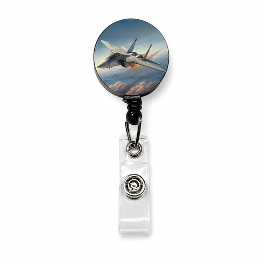 F-14 Tomcat United States Navy Air Superiority Plane In Flight Cold War Era Retractable ID Key Card Name Tag Badge Holder with Clip