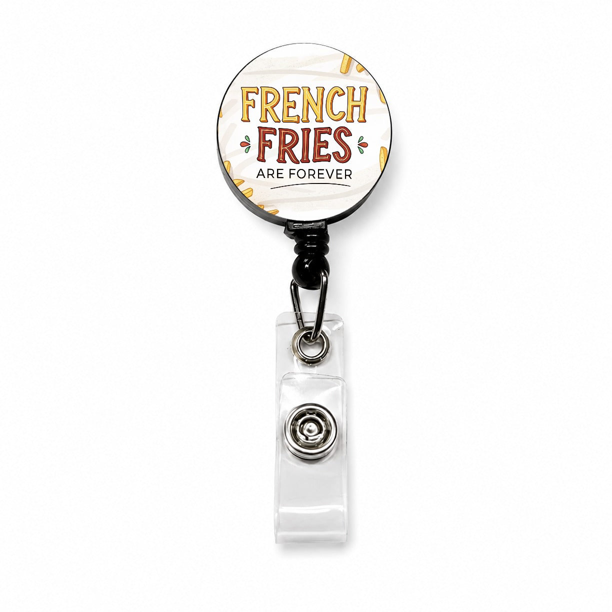 French Fries Are Forever Funny Retractable ID Key Card Name Tag Badge Holder with Clip
