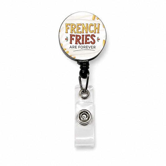 French Fries Are Forever Funny Retractable ID Key Card Name Tag Badge Holder with Clip
