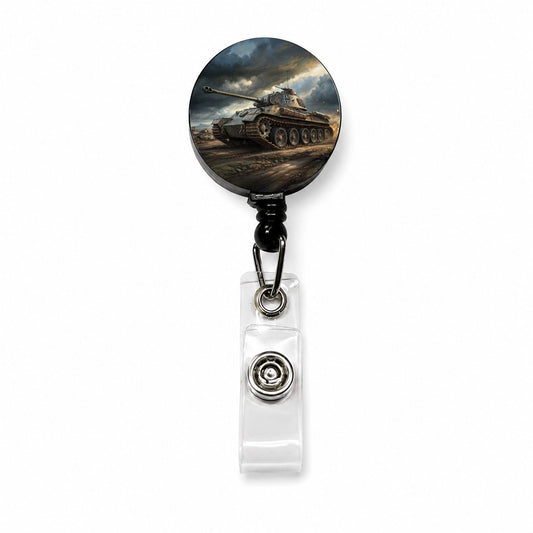 German Panther WWII Tank Retractable ID Key Card Name Tag Badge Holder with Clip