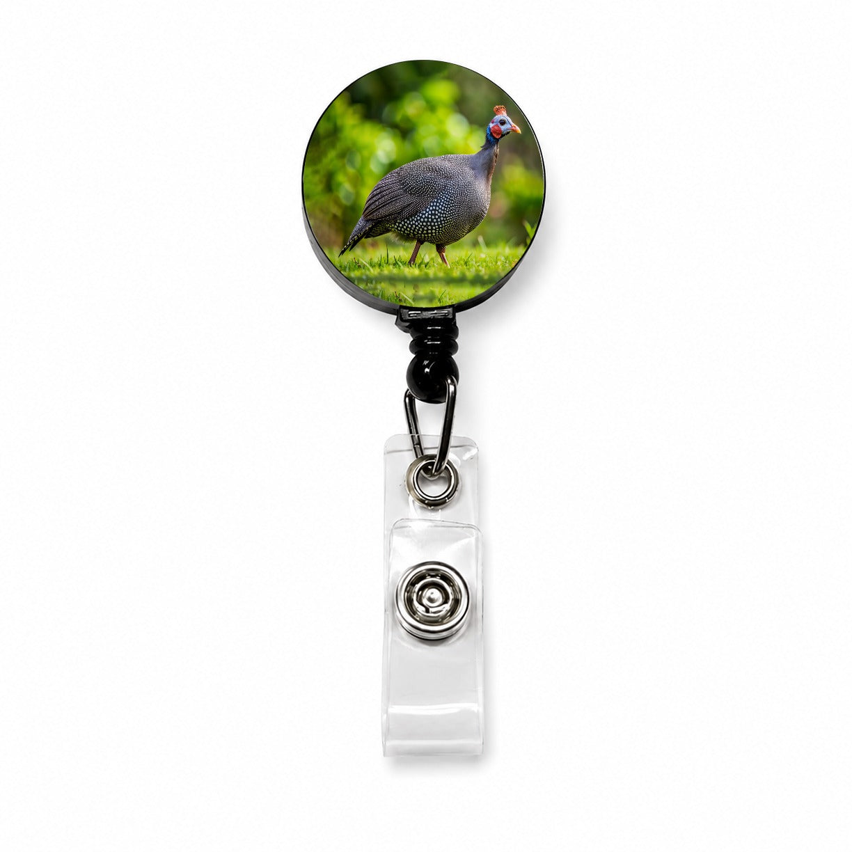 Guinea Fowl Photograph Retractable ID Key Card Name Tag Badge Holder with Clip
