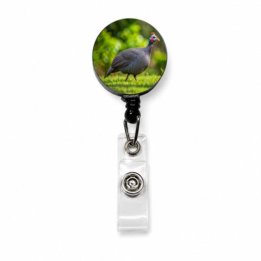 Guinea Fowl Photograph Retractable ID Key Card Name Tag Badge Holder with Clip