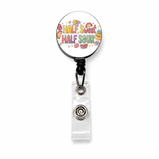 Half Sweet Half Sour Funny Candy Retractable ID Key Card Name Tag Badge Holder with Clip