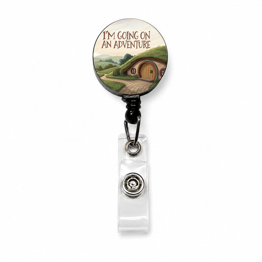 I'm Going On An Adventure Retractable ID Key Card Name Tag Badge Holder with Clip