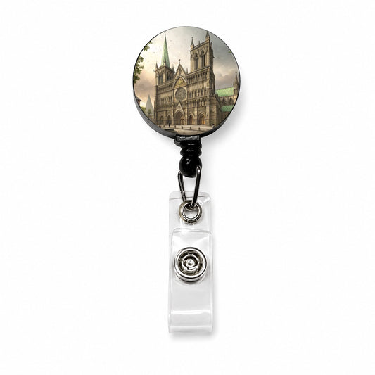 Nidaros Cathedral Church Trondheim Norway Retractable ID Key Card Name Tag Badge Holder with Clip